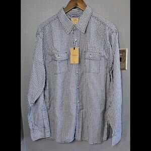 Tre Vero Shirt Men's XL Blue Check Long Sleeve Button Down 100% Cotton Pocket